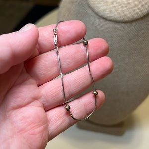 Vintage dual tone gold ball station with sterling silver bracelet